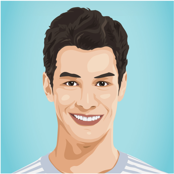 Smiling guy on LightBlue BG